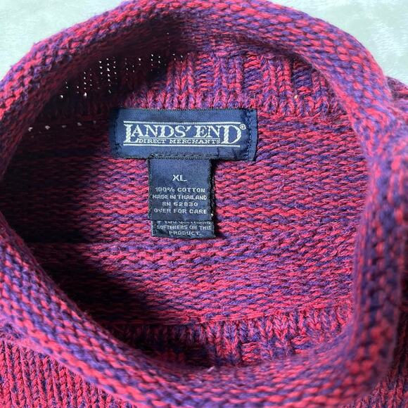 Lands End RollNeck Sweater Womens Extra Large XL Fisherman Birdseye Cotton - Picture 3 of 8